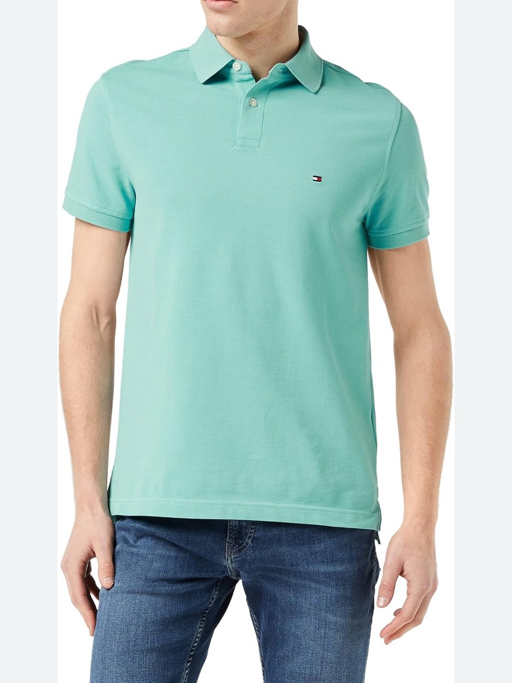 Tommy Hilfiger Men's medium Slim Fit Mint Green Short-Sleeve Polo Shirt